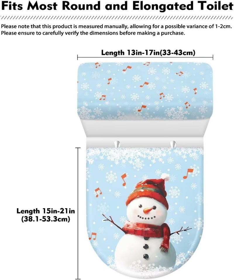 Kathyboom Christmas Snowman Notes Toilet Lid Cover Tank Lid Cover Toilet Seat Covers Bathroom Accessories Fit Most Round Elongated Oval Toilet Xmas Decorations for Home - Image 5